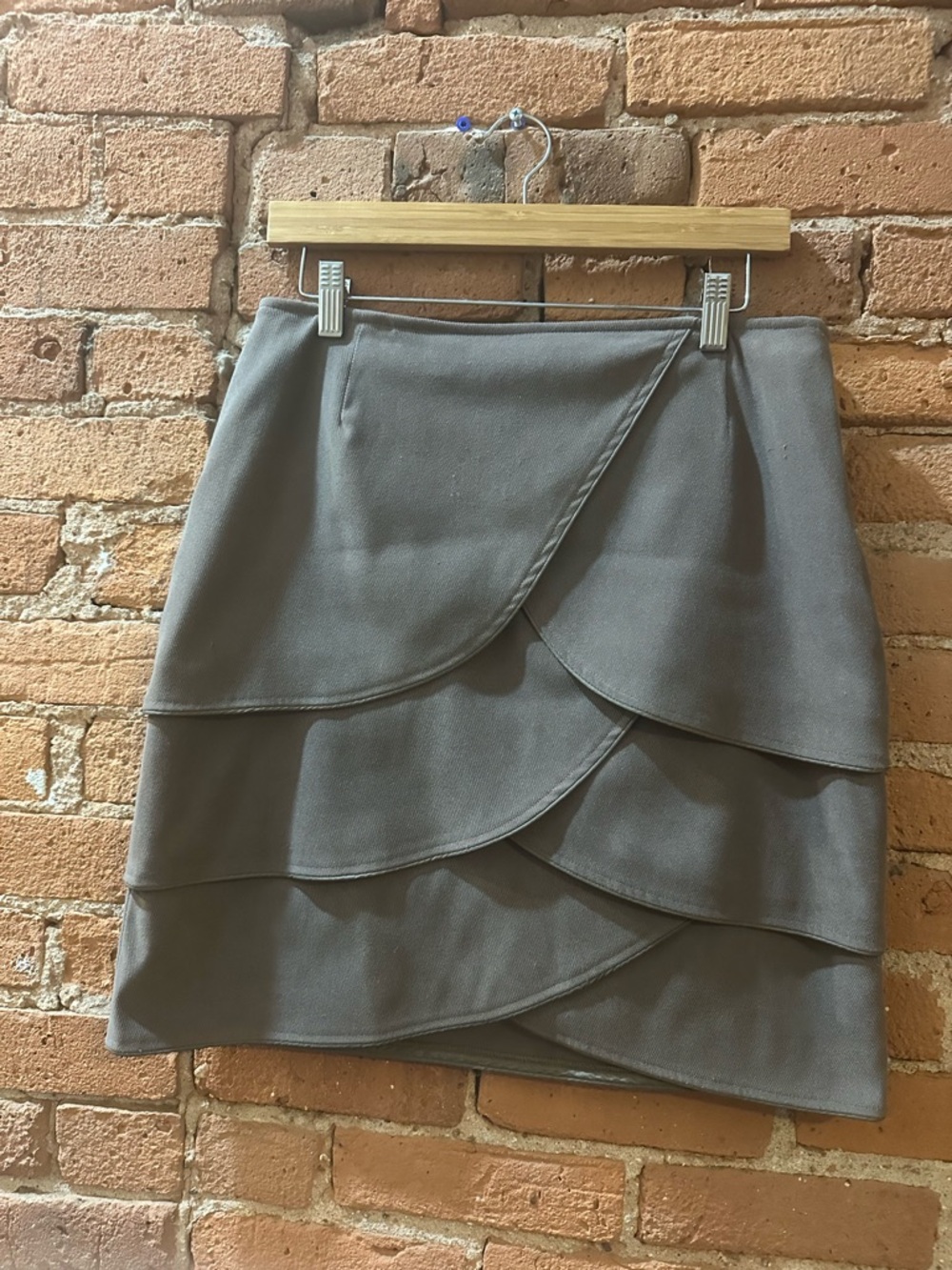Jana Kos Tiered Petal Hem Mini Skirt in Gray